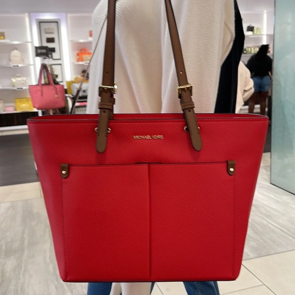 MICHAEL KORS JET SET TRAVEL MEDIUM DOUBLE POCKET TOTE NON-LEATHER VEGAN NWT